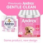 Andrex Family Soft Toilet Tissue 45 Rolls (Previously Andrex Gentle Clean) Gentle on your Family’s skin– Bulk Pack of 45 Toilet Rolls, FSC Certified - Image 4